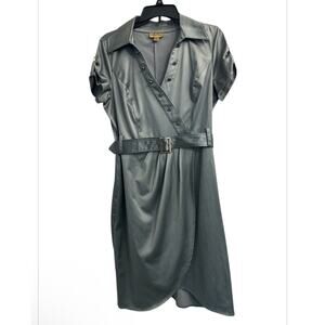 Midnight Velvet Metallic Gray Vintage Retro 1990s Midi Dress Women’s Size 10